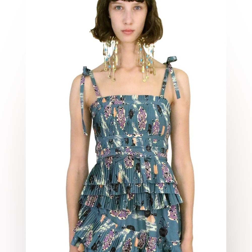 Ulla Johnson Bea Top River Blossom Print Size 2 Like New Cotton Pleated Corset